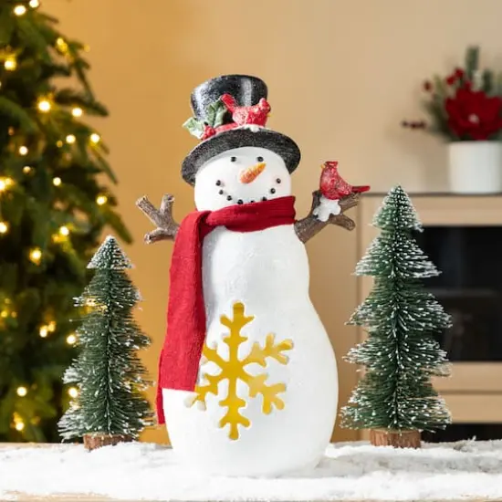 Glitzhome&reg; 15" Christmas Lighted Resin Snowman Table Decor {6}
