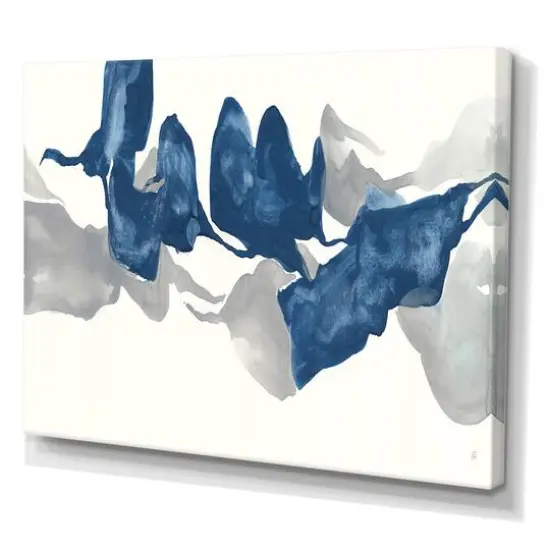 Designart - Gouache Sapphire on Gray - Modern & Contemporary Canvas Art {1}