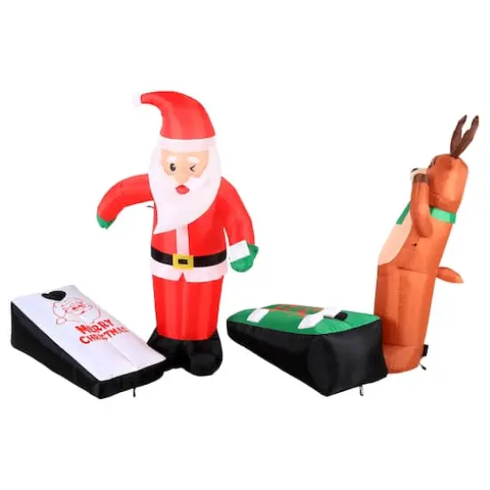 Airflowz Inflatable Santa & Reindeer Playing Cornhole {6}