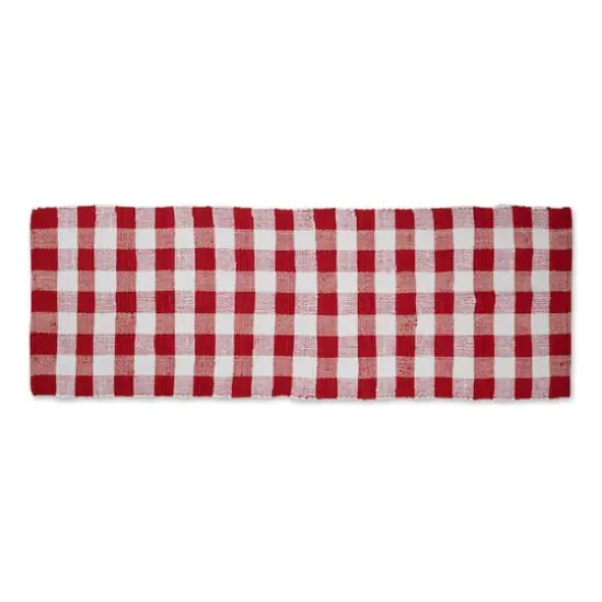 DII&reg; Buffalo Check Rag Rug, 2.25ft. x 6ft. Red {1}