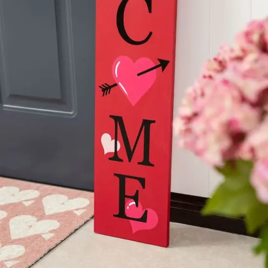Glitzhome&reg; 36" Valentine's Wooden Welcome Porch Sign {7}