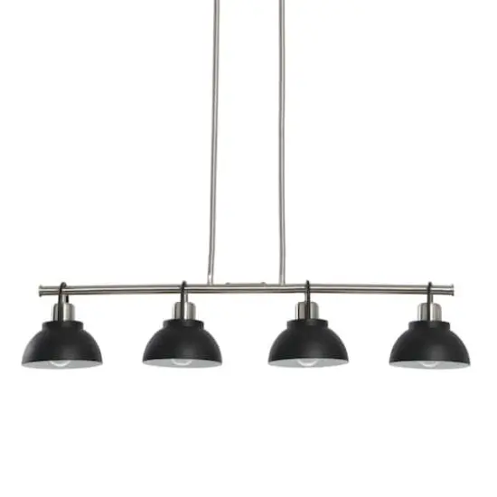 Hello Honey&reg; Robert Stevenson Lighting Walsh Metal 4-Light Linear Chandelier with Shades Black/Brushed Nickel {6}