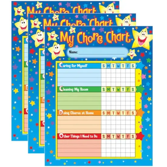 Trend Enterprises&reg; Stars Chore Charts, 3 Packs of 25 Sheets {1}