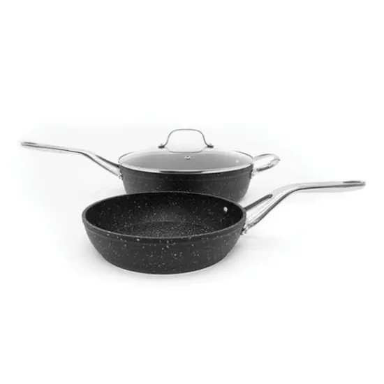The ROCK by Starfrit 3-Piece Cookware Set With Riveted Cast Stainless Steel Handles {3}