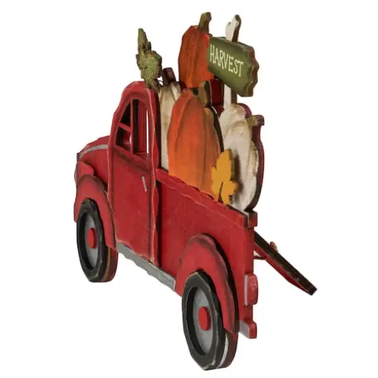 14" Red Truck with Pumpkins Fall Harvest Sign Decoration {4}