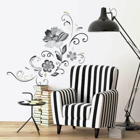 RoomMates Black & White Flower Scroll Peel & Stick Wall Decals {5}