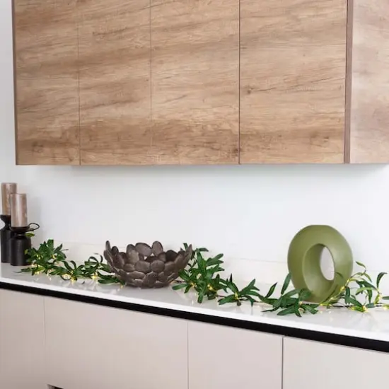 6.5ft. Pre-Lit LED Green Olive Leaf Garland {3}