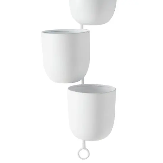 25" White Metal Contemporary 3-Pot Hanging Planter {6}