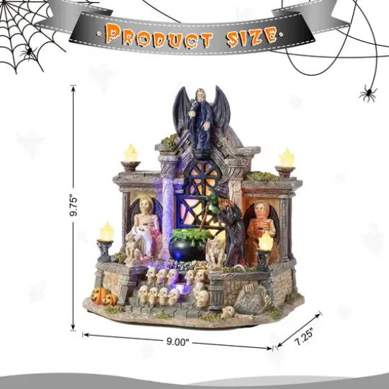 Glitzhome&reg; 9.75"H Lighted Resin Halloween Haunted House Village {9}