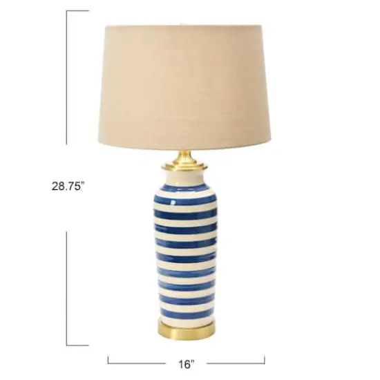 Hello Honey&reg; 2ft. Striped Ceramic & Metal Desk Lamp Blue {5}