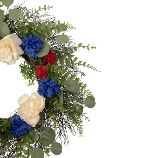 24" Americana Mixed Foliage & Florals Wreath {4}