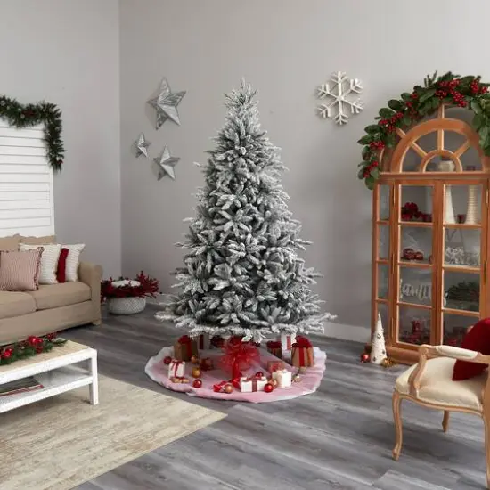 8ft. Pre-Lit Flocked West Virginia Spruce Artificial Christmas Tree, Clear Lights {11}