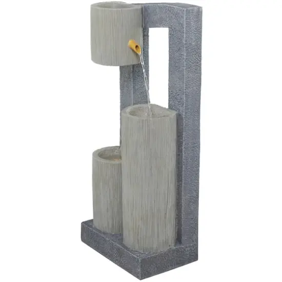 37.5" Gray Fiberglass 3-Tier Fountain with LED Light {3}