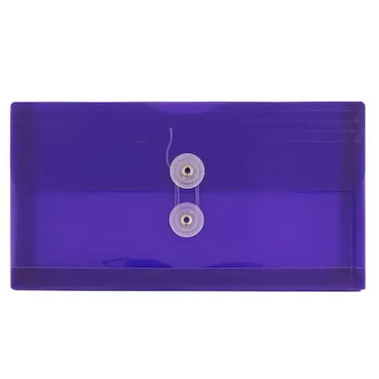 JAM Paper #10 Plastic Envelopes with Button & String Tie Closure, 12ct. Purple {1}
