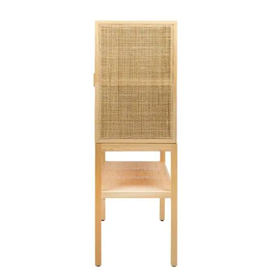 Hello Honey&reg; 47" Boho Woven Rattan and Wood Cabinet with Doors, Shelf, and Interior Storage Compartments Natural {8}