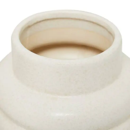 CosmoLiving by Cosmopolitan White Ceramic Vase with Ring Ribbing Set of 2 16", 12" {4}