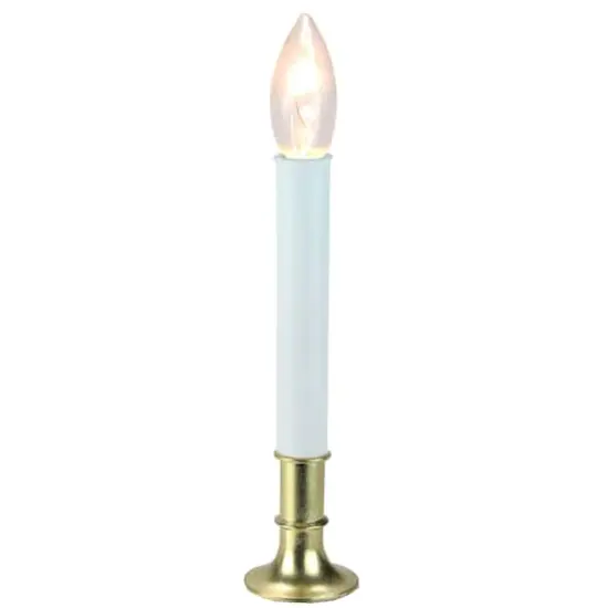 9" White & Gold Christmas Candle Lamp with Sensor {1}