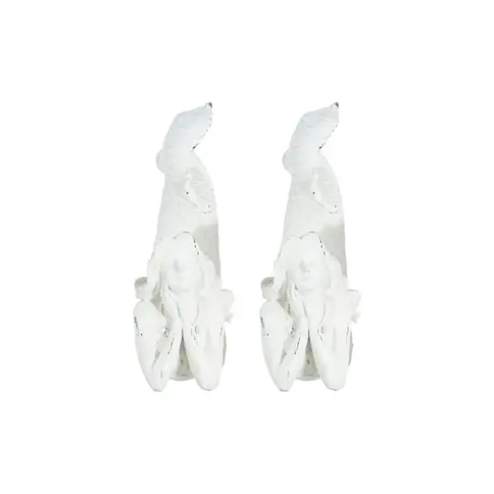 Hello Honey&reg; Distressed White Stone Mermaid Bookends Set {3}