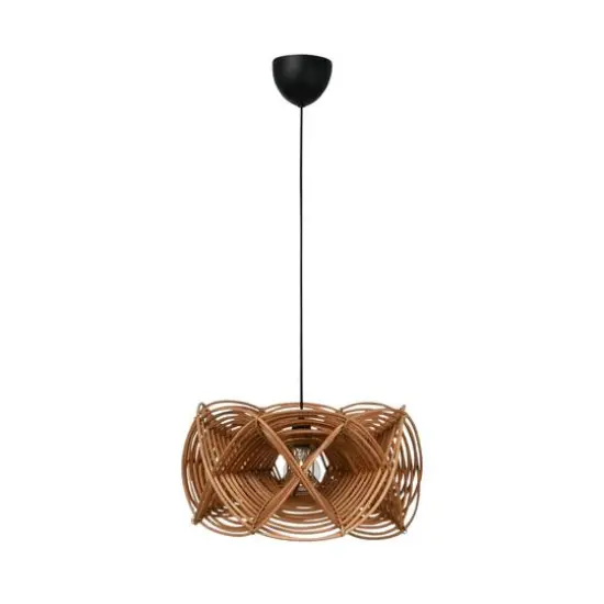 Hello Honey&reg; 21" Natural Modern Woven Rattan Ceiling Light {11}