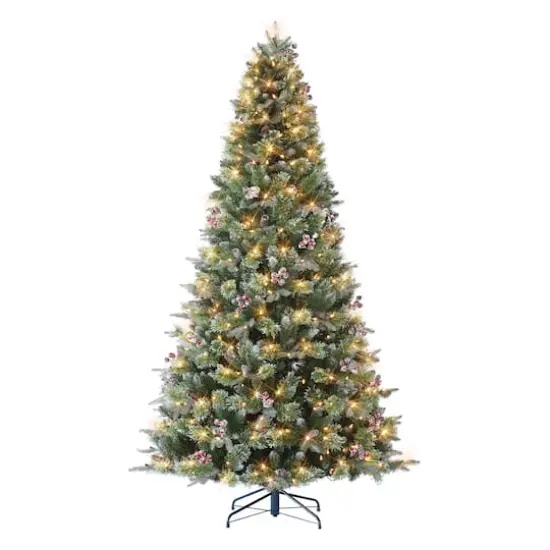 7.5ft. Pre-Lit Berry Spruce Artificial Christmas Tree, Clear LED Lights {1}