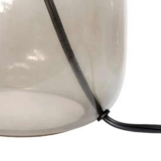 Simple Designs 14" Glass Table Lamp with White Fabric Shade Smoke/White {8}