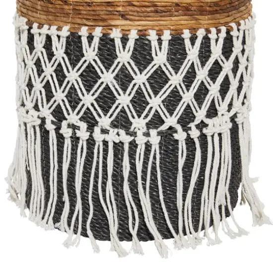 Black Banana Leaf Bohemian Storage Basket Set {5}