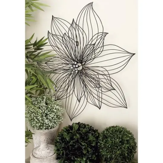Black Metal Modern Floral Wall Decor {8}