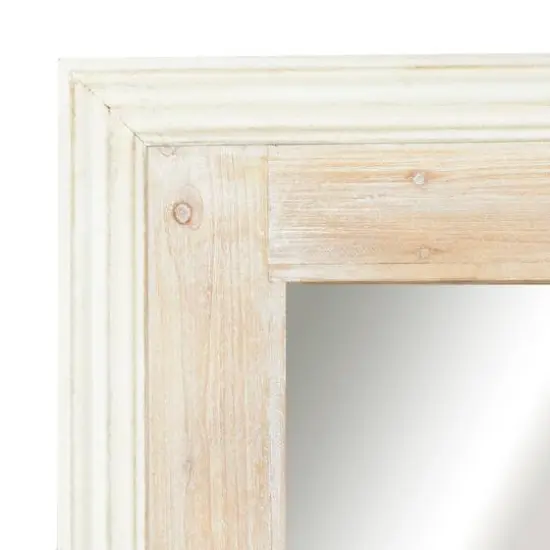 59" White Farmhouse Wood Wall Mirror {4}