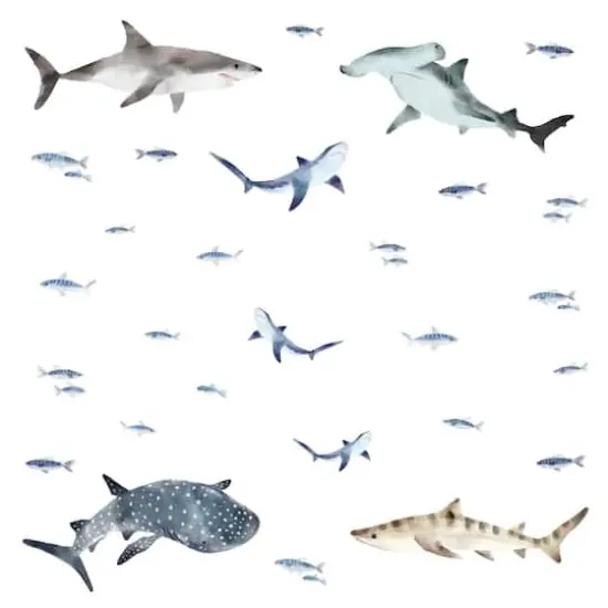 RoomMates Sharks Peel & Stick Wall Decals {1}