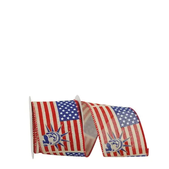 JAM Paper 2.5" x 10yd. Lady Liberty & Flag Wired Ribbon {1}