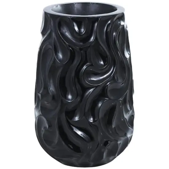 Large Black Wavy Textured Floor Vase {1}