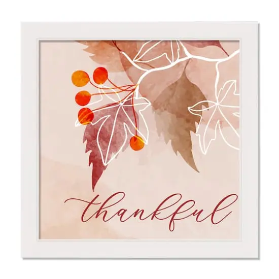 Thankful Fall Foliage Wall Art in White Frame {1}