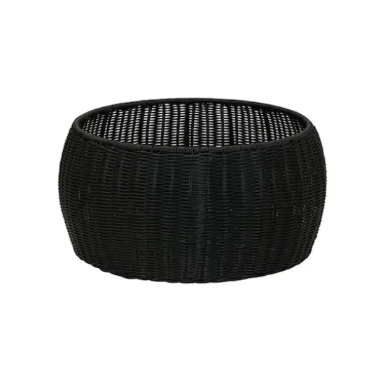 Household Essentials 9" Woven Storage Ottoman Black {9}