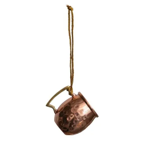 Hello Honey&reg; 2.5" Copper Finish Hammered Stainless Steel Mule Mug Ornament {6}
