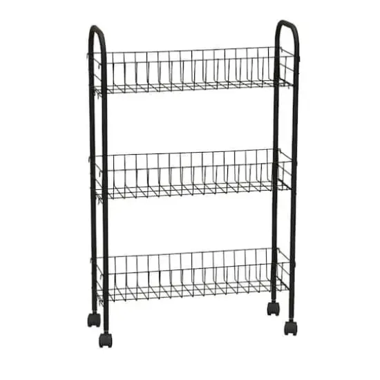 Household Essentials 30" Slim 3-Shelf Storage & Utility Cart Black {1}
