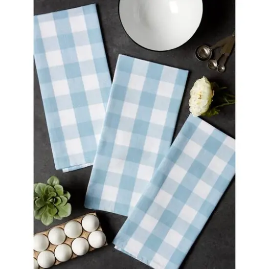 DII&reg; Light Blue Buffalo Check Dishtowel, 3ct. {3}