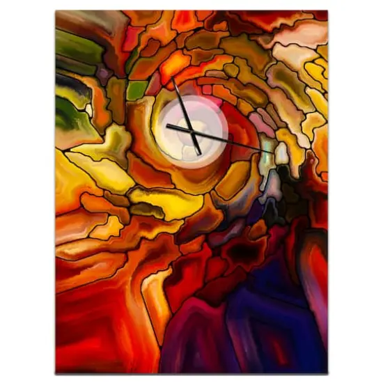 Designart 'Illusions Of Stained Glass Modern Rectangular Wall Clock {1}