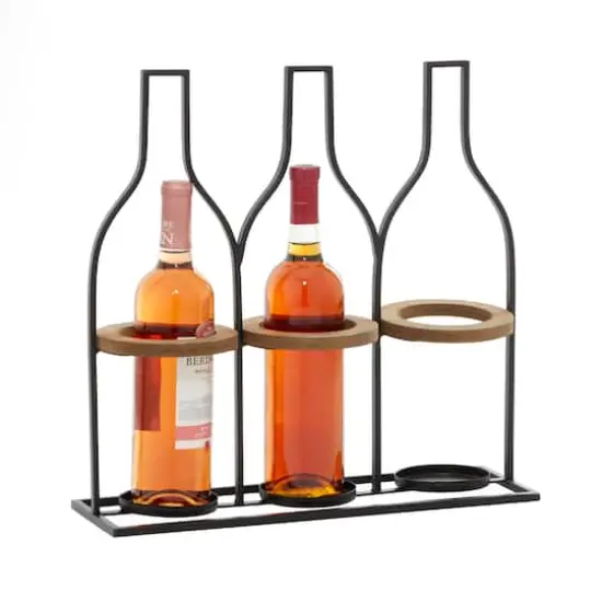 16" Black Metal Farmhouse Wine Rack {1}