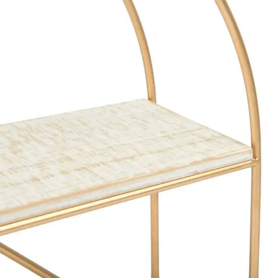 Hello Honey&reg; Wood & Metal Gold Crescent Wall Shelf White {7}