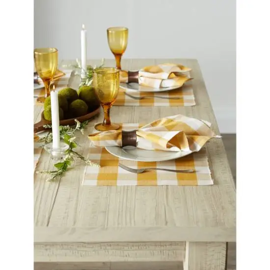 DII&reg; Buffalo Check Ribbed Placemat, 6ct. Honey Gold/White {7}