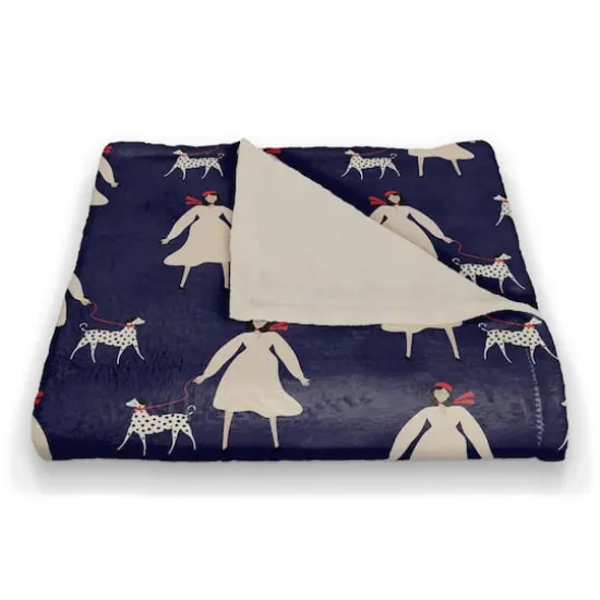 French Woman and Dog 50" x 60" Coral Fleece Blanket {3}