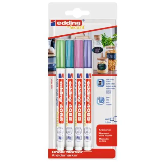 edding&reg; by Securit&reg; Metallic 4 Color 4085 Chalk Marker Set {4}