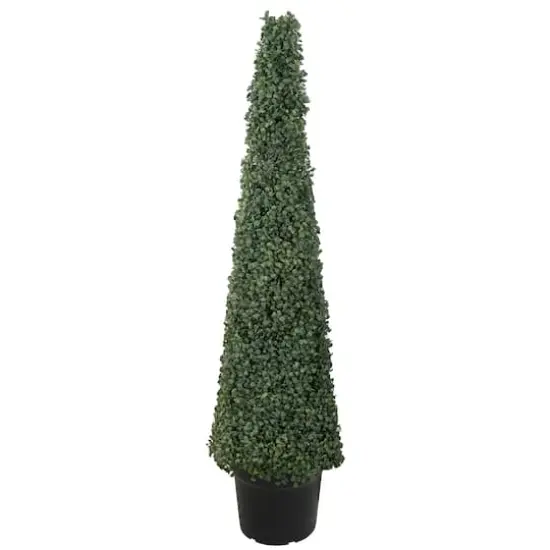 4ft. Unlit Artificial Two-Tone Boxwood Pyramid Topiary Tree with Round Pot {1}