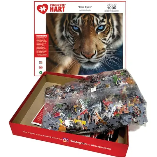 Hart Puzzles Blue Eyes Tiger by Colin Bogle 1,000 Piece Jigsaw Puzzle {4}