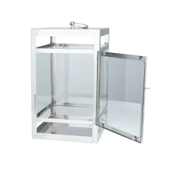 21" Contemporary Pillar Lantern Bright Silver {4}