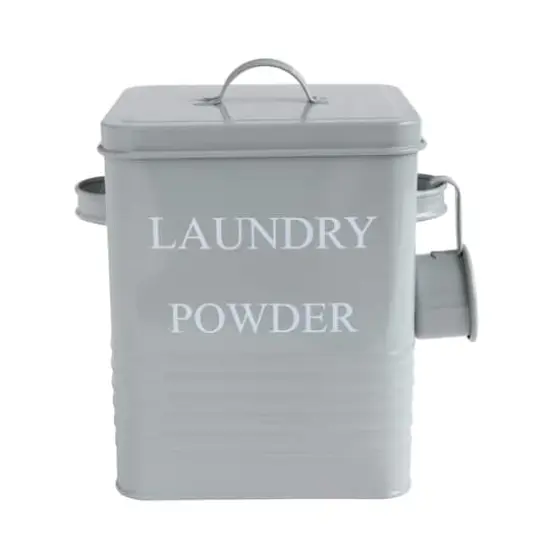 Hello Honey&reg; Gray Metal Laundry Powder Container with Lid & Scoop {1}