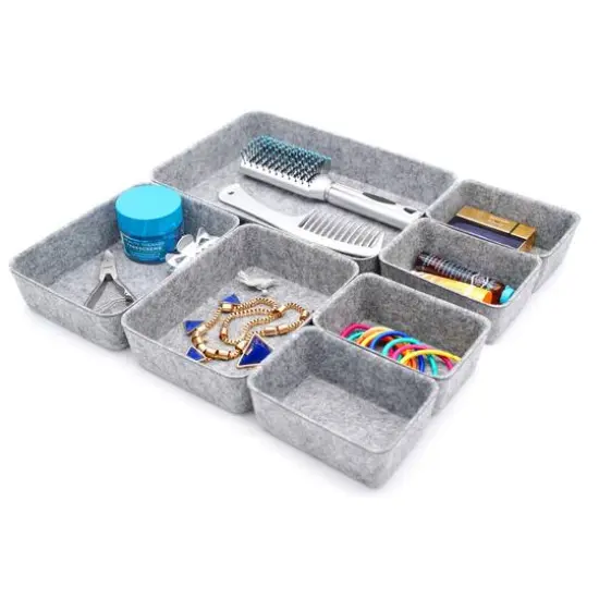 Welaxy Felt 7 Piece Drawer Organizer Tray Set Gray {5}