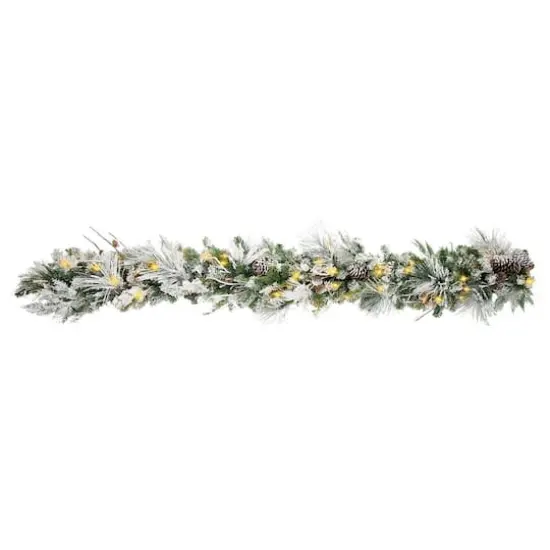 Haute D&eacute;cor 6ft. Pre-Lit LED Snowfall Creek Garland {1}
