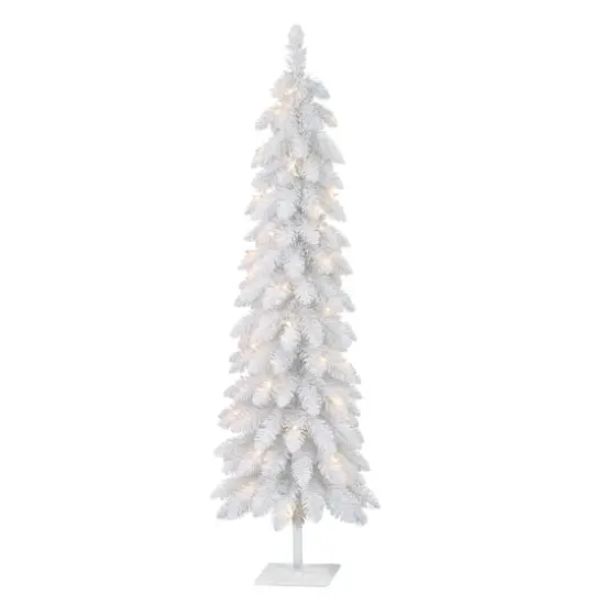 4ft. Pre-Lit White Artificial Alpine Pencil Tree, Clear Lights {1}