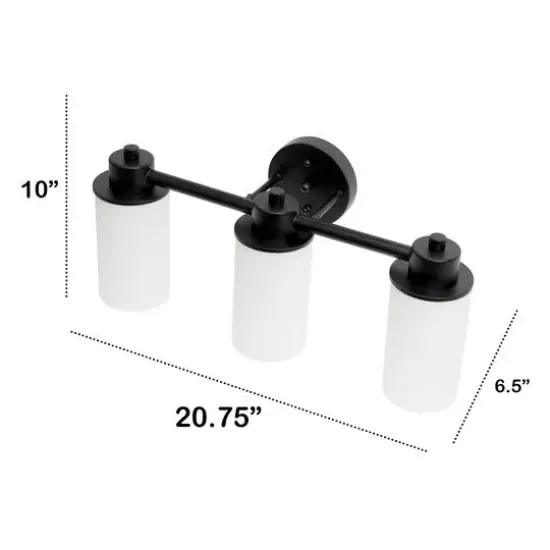 Lalia Home Essentix 3-Light White Shade Vanity Black {4}